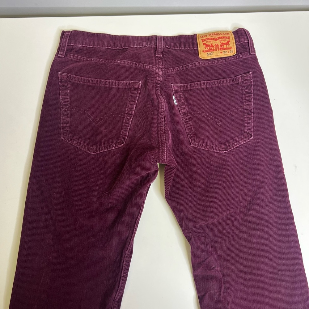 Men's Purple Levi 502 Corduroy Pants 29” Inseam - Size 32 - Picture 2 of 10